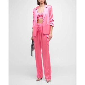 Cinq A Sept Sarie Satin Drawstring Waist Pocket Cargo Pants in Hot Pink medium